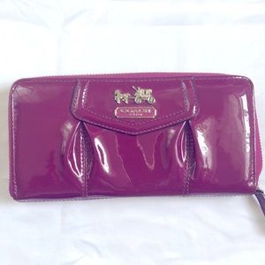 Purple patent leather Coach wallet